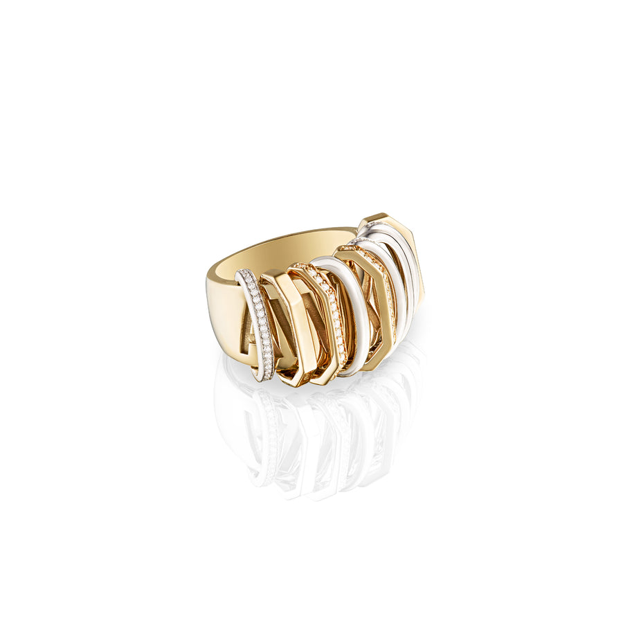 Whisper AWKN1 Ring in 18K Yellow and White Gold