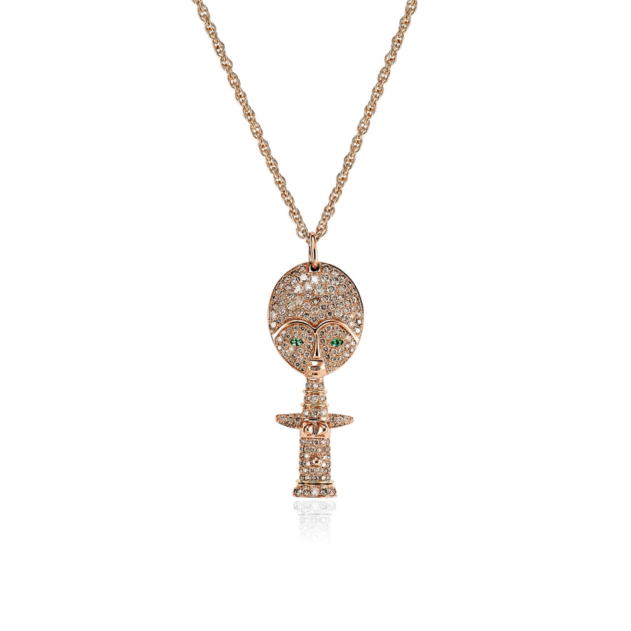 Moon Goddess Necklace Pink Gold and Brown Diamonds Sacred Feminine
