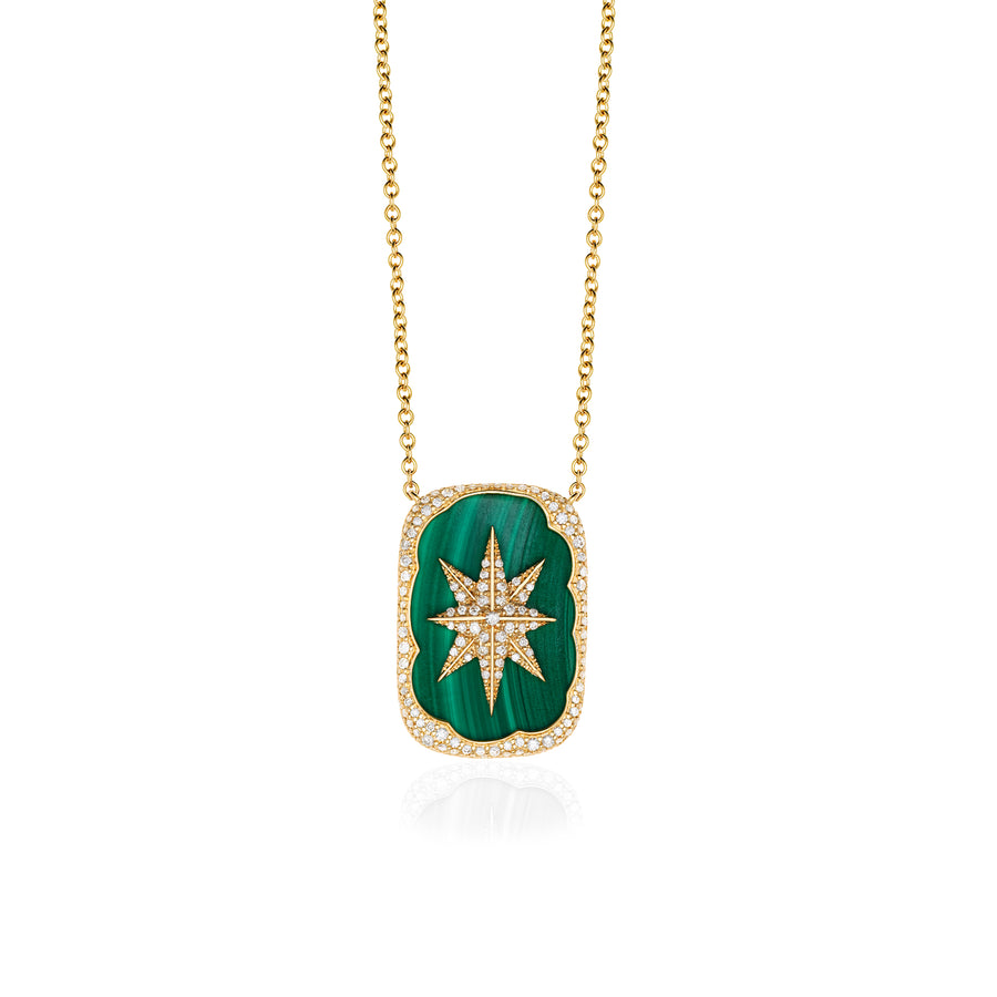A Star is Born Necklace with Malachite and Diamond Border