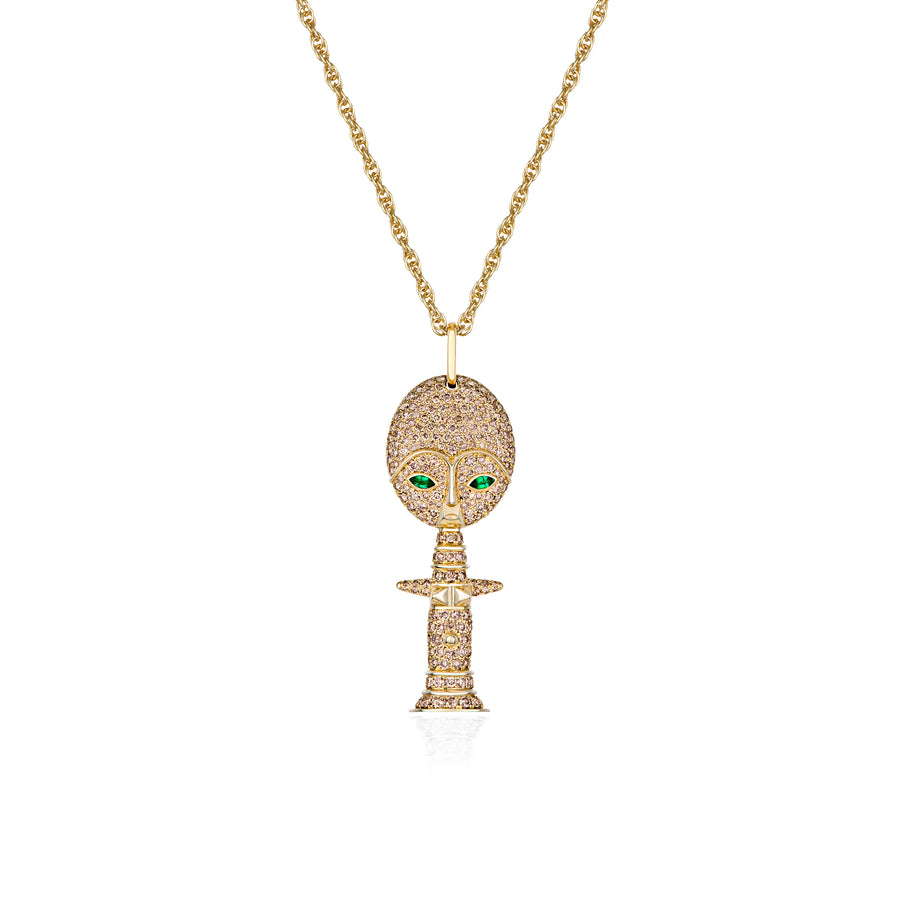 Twin Moon Goddess Necklace in Yellow Gold